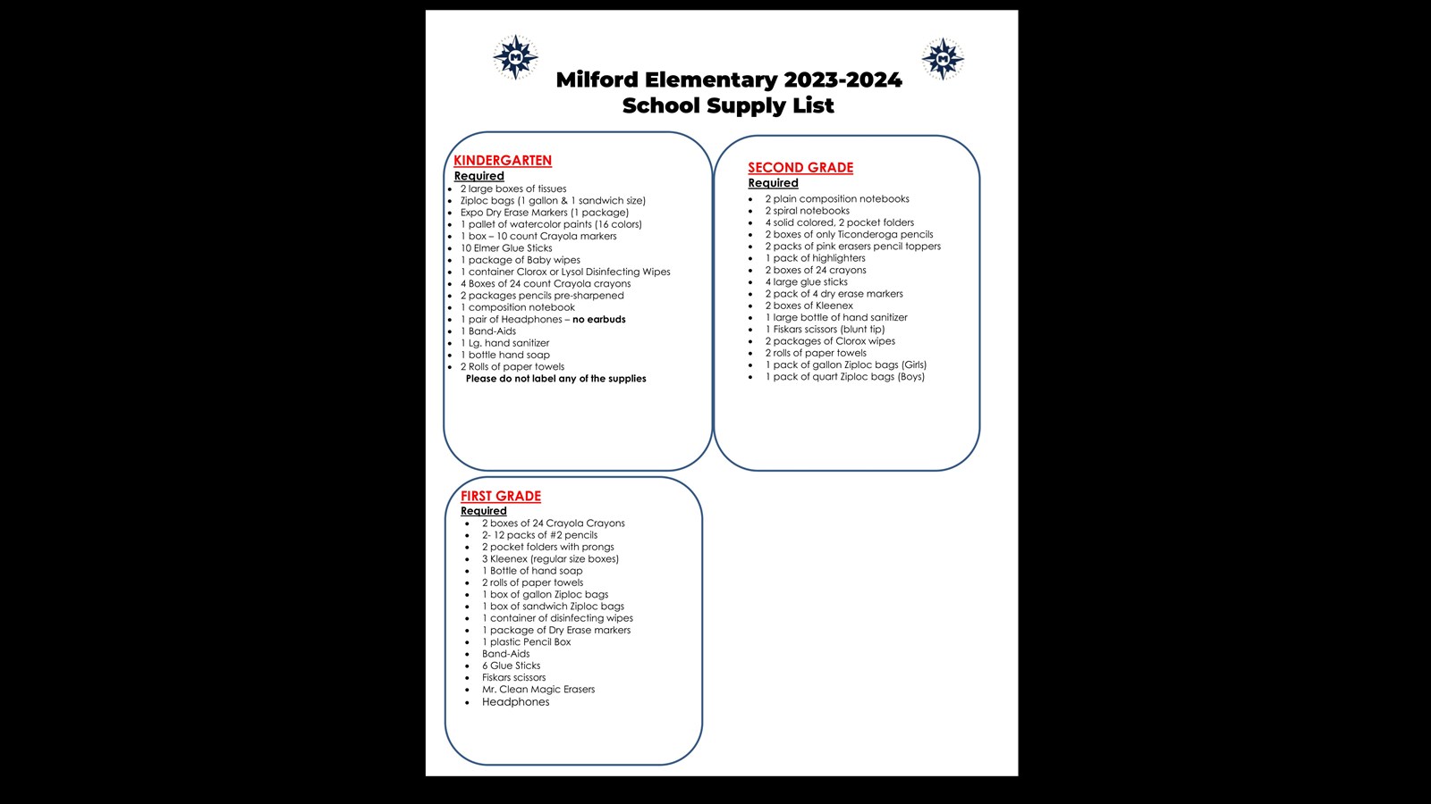 School Supply List for the 20232024 School Year